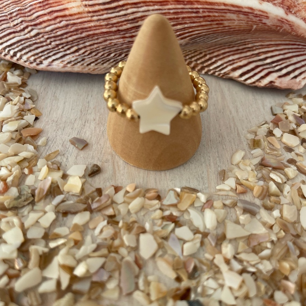 Gold fill beaded ring with star charm